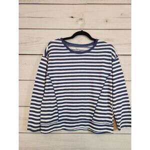 JCP Women's Blue &‎ White Stripe Light Weight Long Sleeve Knit Top Size M